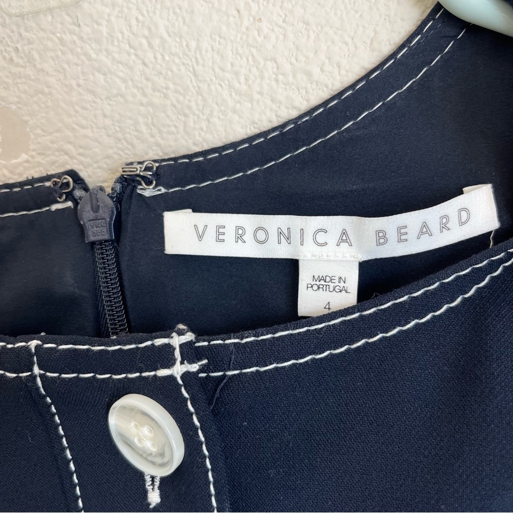 Veronica Beard Mikel Short-Sleeve Button-Front Dress Navy Blue Size 4 - Picture 5 of 12